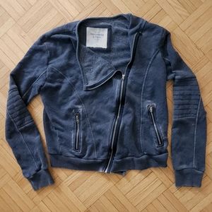 Abercrombie & Fitch navy moto zip up pocket sweater